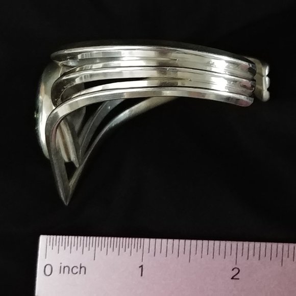 Jaw-Dropping Triple Strand Heavy Gauge 925 Silver Dichroic RULA GLASS Bracelet - Picture 9 of 9